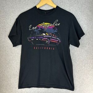 Brisco Los Angeles California LA Retro Car T Shirt Black Synthwave Sunset Medium